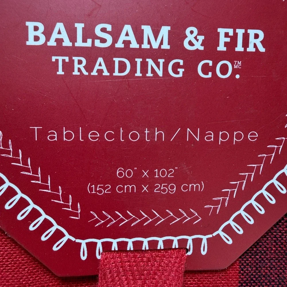 Balsam‎ & Fir Trading Co Red Black Buffalo Plaid Cotton Tablecloth 60x102 Oblong